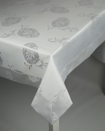 Wielkanocny obrus pisanka W01 srebrna - mankiet, Kwadrat 110 x 110 cm