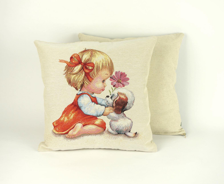 Poszewka gobelinowa Dziewczynka z pieskiem