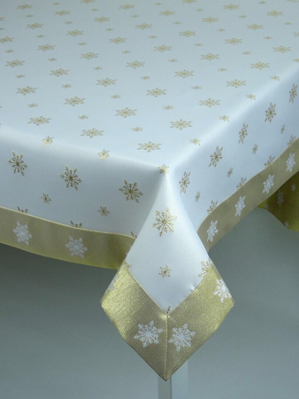 Świąteczny obrus Śnieżynka" złoty - mankiet