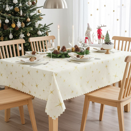 Obrus świąteczny "Christmas star" złoty - ząbek