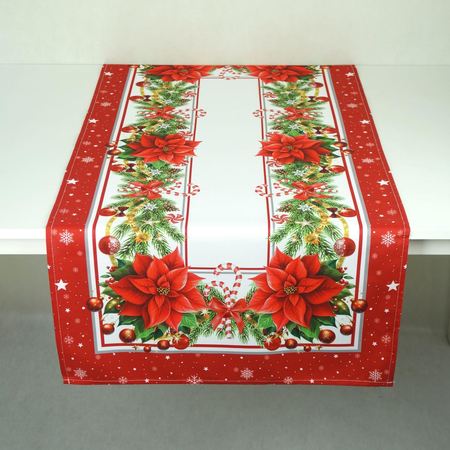 Bieżnik drukowany  60 x120 cm - czerwona poinsecja