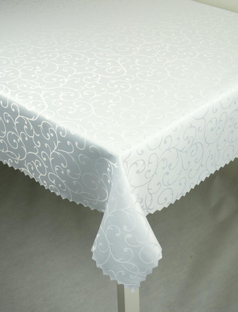 Obrus "Mały powój" biały - ząbek