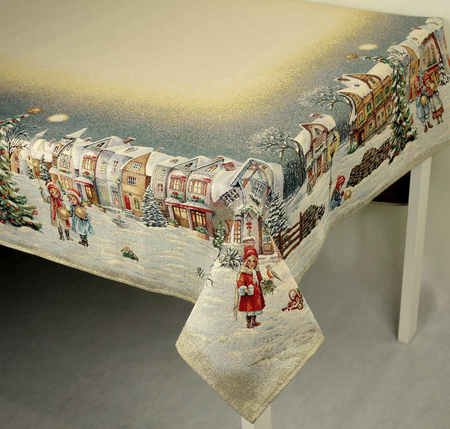 Obrus gobelinowy świąteczny 240x140 - Kolędnicy
