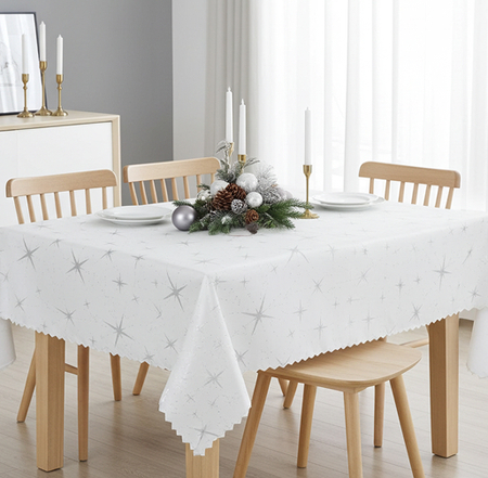 Obrus świąteczny "Christmas star srebrny" - ząbek