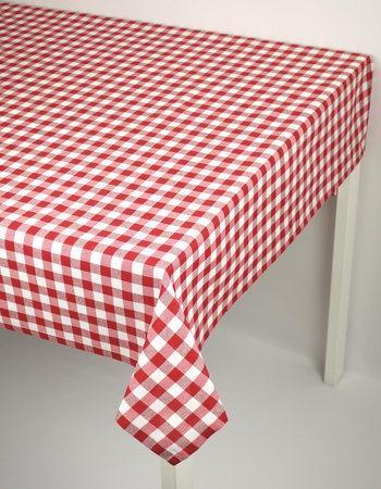 Obrus w kratę 1,5x1,5 cm Loneta czerwony - podszyty