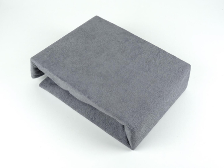 Prześcieradło frotte z gumką - grafitowe, Prostokąt 200 x 220 cm