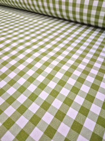 Tkanina obrusowa w kratkę 1x1 cm - oliwka