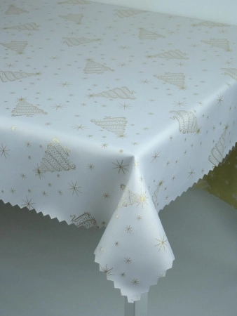 Obrus świąteczny "Choinka 2174 złoty" - ząbek