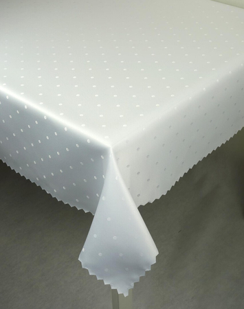 Obrus "Kropka" biały - ząbek