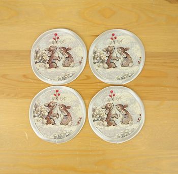 Zestaw serwetek zimowych pod filiżankę średnica 11 cm - SW235