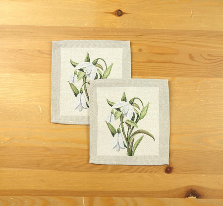 Serwetka gobelinowa wiosenna 18x18 cm - Przebiśniegi