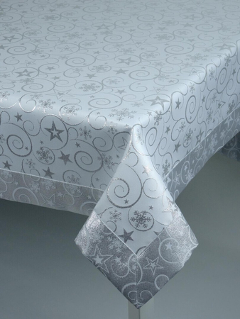 Świąteczny obrus "Powoje" srebrny - mankiet