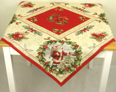 Serweta gobelinowa świąteczna 100x100 - Św. Mikołaj