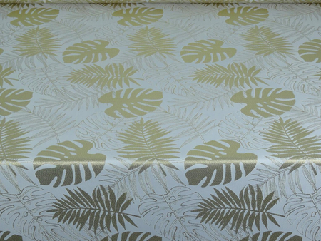 Tkanina obrusowa "Monstera" - złota