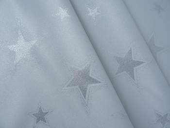 Świąteczna tkanina obrusowa "Gwiazdka klasyczna" - srebrna