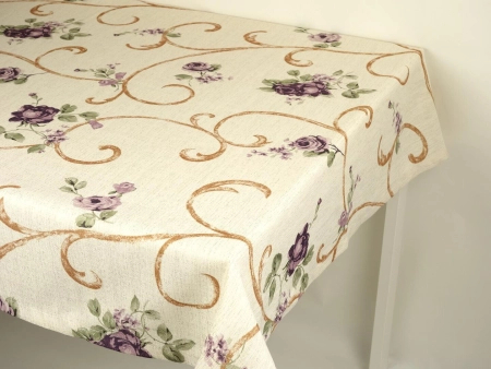 Obrus kolorowy natura Róża fioletowa - podszyty