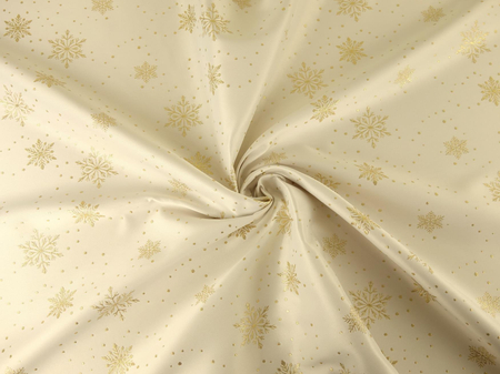 Tkanina obrusowa zimowa "Płatek śniegu"- złota