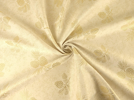 Tkanina obrusowa zimowa "Szyszki"- złota