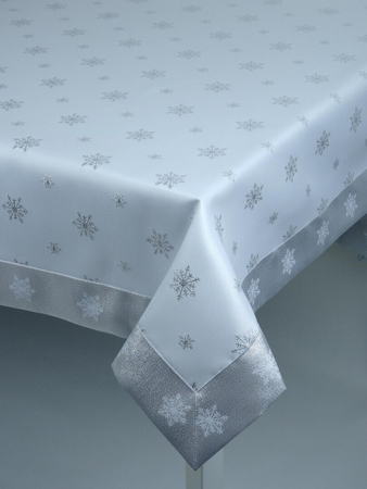 Świąteczny obrus Śnieżynka" srebrny  - mankiet