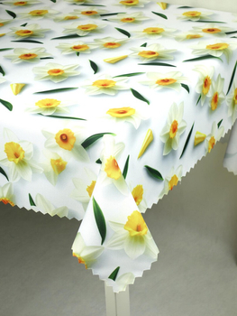Obrus wiosenny kolorowy "Narcyz" - ząbek