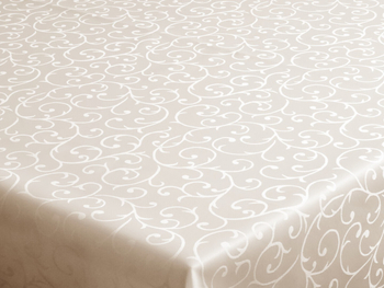 Tkanina obrusowa plamoodporna "Mały powój" ekri