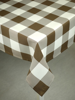 Obrus w kratkę 7x7 cm brązowy - podszyty,