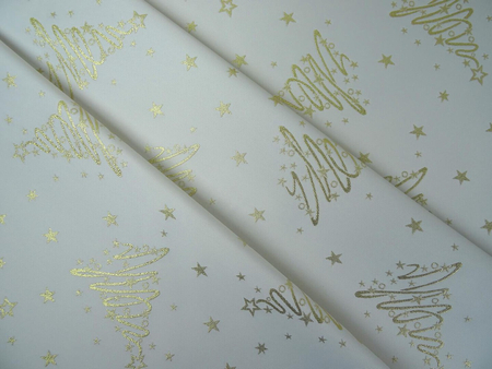 Świąteczna tkanina obrusowa "Choinka 2176" - złota