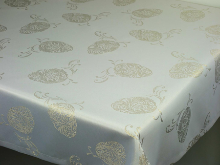 Obrus "Wielkanocna pisanka W01 złoty" - podszyty, Kwadrat 110 x 110 cm