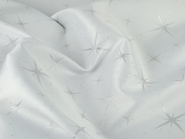 Tkanina obrusowa świąteczna "Christmas star"- srebrna