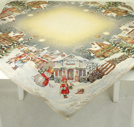 Serweta gobelinowa świąteczna 100x100 - kolędnicy