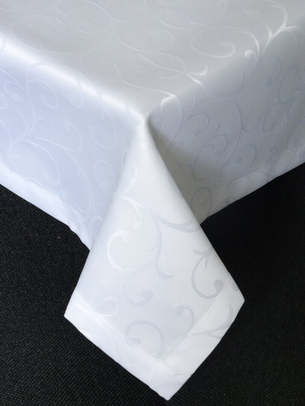 Obrus "Mały powój" biały - podszyty