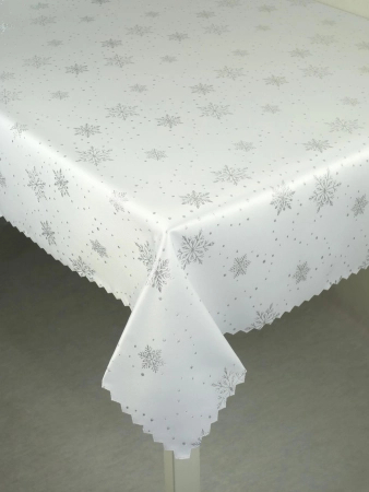 Obrus świąteczny "Srebrny płatek śniegu" - ząbek