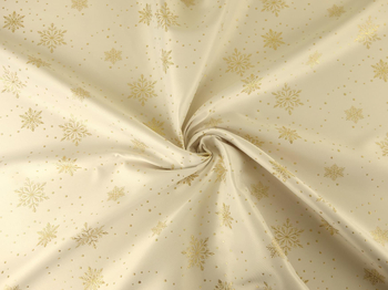 Tkanina obrusowa zimowa "Płatek śniegu"- złota