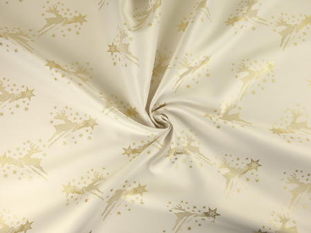 Tkanina obrusowa świąteczna "Renifer"- złota