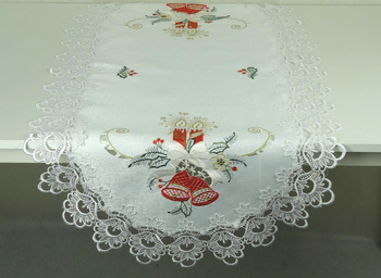 Bieżnik haftowany świąteczny z gipiurą  60x120 cm