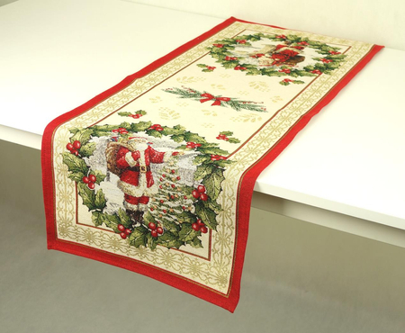 Bieżnik gobelinowy świąteczny 40x100 - Św. Mikołaj