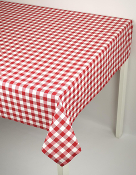 Obrus w kratę 1,5x1,5 cm Loneta czerwony - podszyty