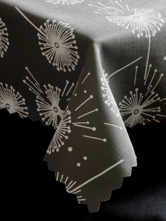 Obrus kolorowy Dmuchawce grafit - ząbek