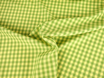 Tkanina obrusowa w  kratkę 1x1 cm - zielono-żółta