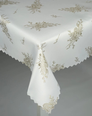 Wielkanocny obrus Pisanka W04 złoty - ząbek