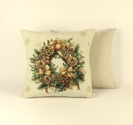 Poszewka gobelinowa świąteczna -  świąteczny wianek