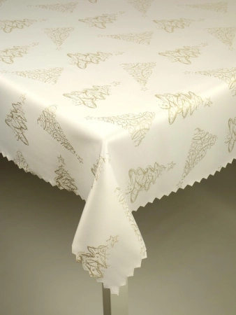 Obrus świąteczny "Choinka 3401 złoty" - ząbek