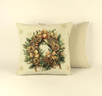 Poszewka gobelinowa świąteczna -  świąteczny wianek