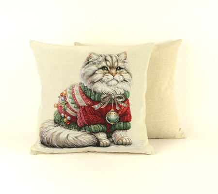 Poszewka gobelinowa świąteczna -  Zimowy kot