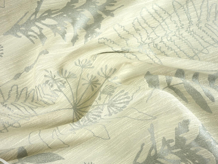 Tkanina obrusowa z bawełną "Szary liść paproci" - szerokość 280 cm