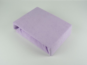 Prześcieradło frotte z gumką - fioletowe, Prostokąt 200 x 220 cm