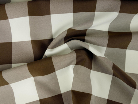 Tkanina obrusowa w kratkę 7x7 cm - brązowa