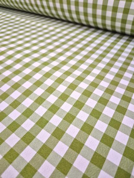 Tkanina obrusowa  w kratkę 1x1 cm - oliwka