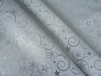 Tkanina obrusowa świąteczna "Powoje" - srebrne