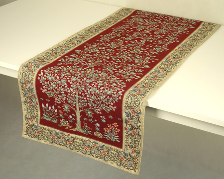 Bieżnik gobelinowy 45x180 - Drzewko szczęścia bordowe